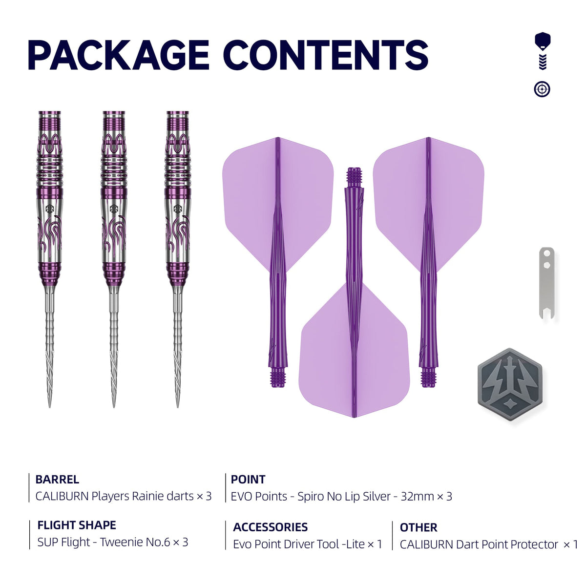 Caliburn Awakening Darts - Steel Tip - 90% Tungsten - Rainie