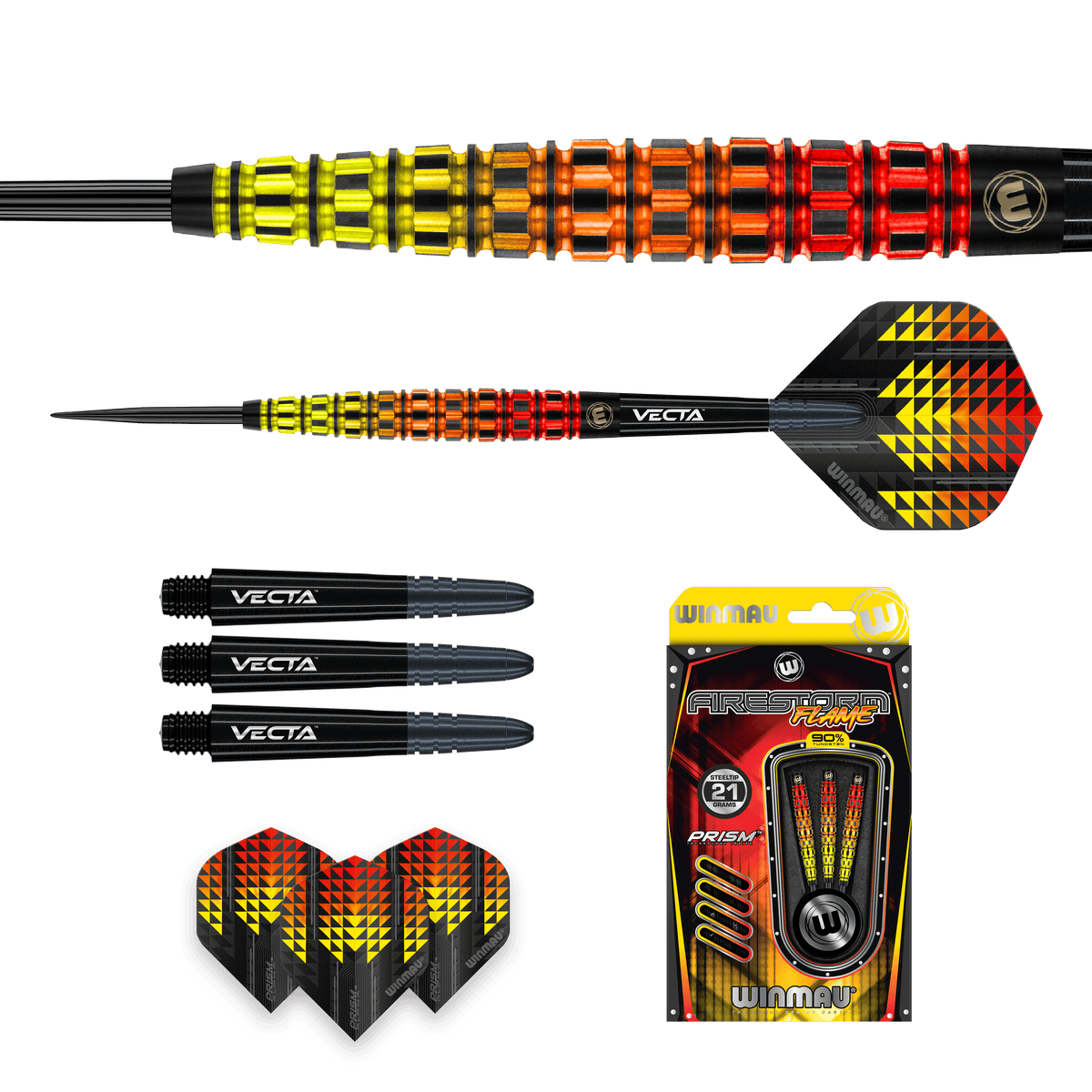 Winmau Firestorm Darts - Steel Tip - 90% Tungsten - Flame 2