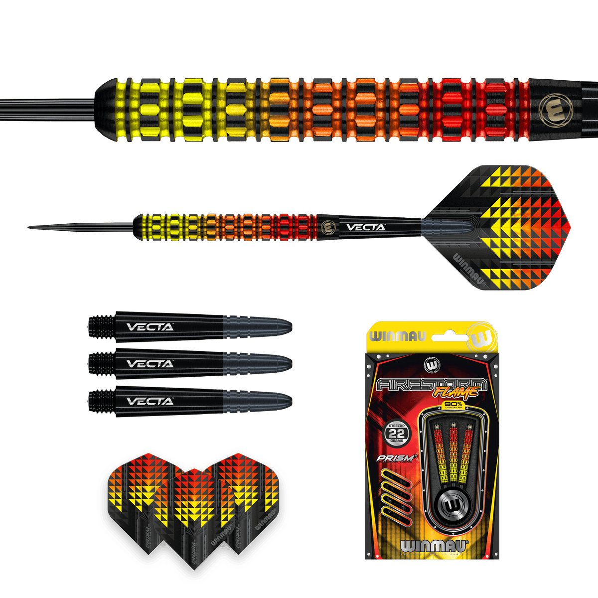 Winmau Firestorm Darts - Steel Tip - 90% Tungsten - Flame 1