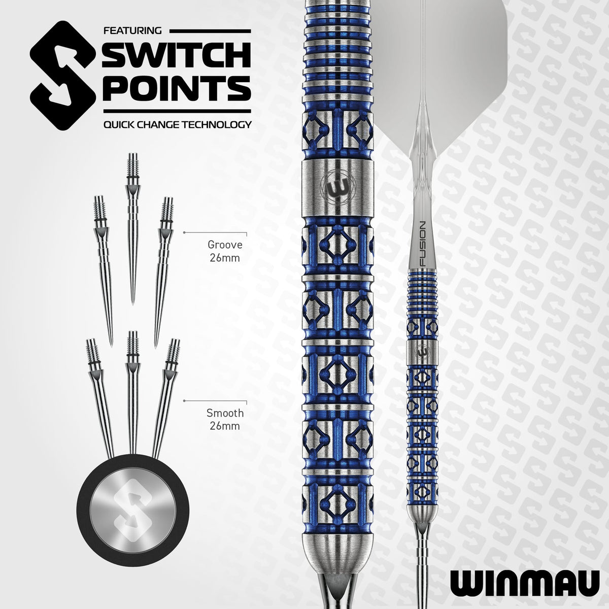Winmau Lunaris Switch Darts - Steel Tip - 90% Tungsten - Parallel