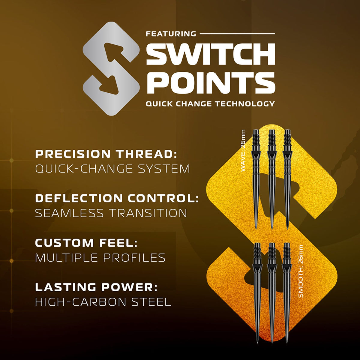 Winmau Exion Switch Darts - Steel Tip - 90% Tungsten - Parallel
