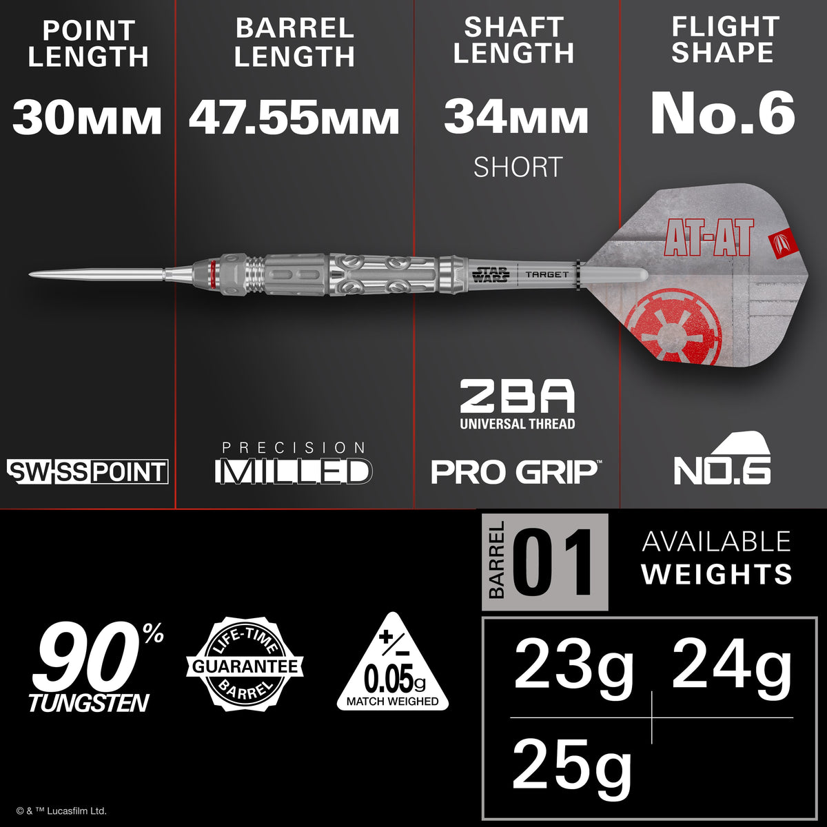 Target Star Wars Darts - Steel Tip - 90% Tungsten - AT-AT