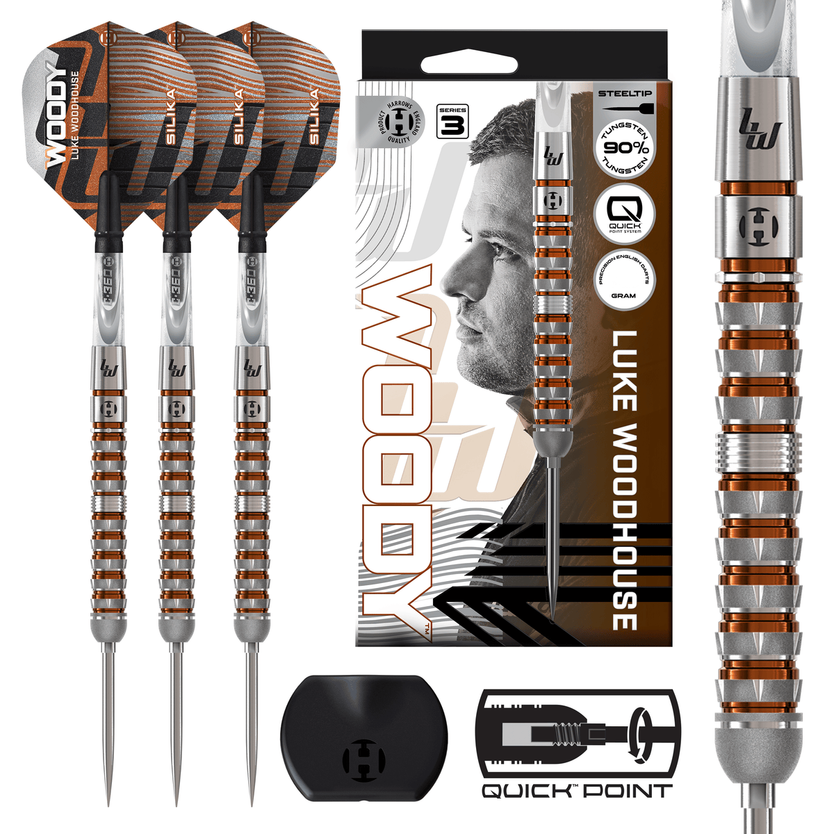 Harrows Luke Woodhouse Darts - Steel Tip - 90% Tungsten - Series 3