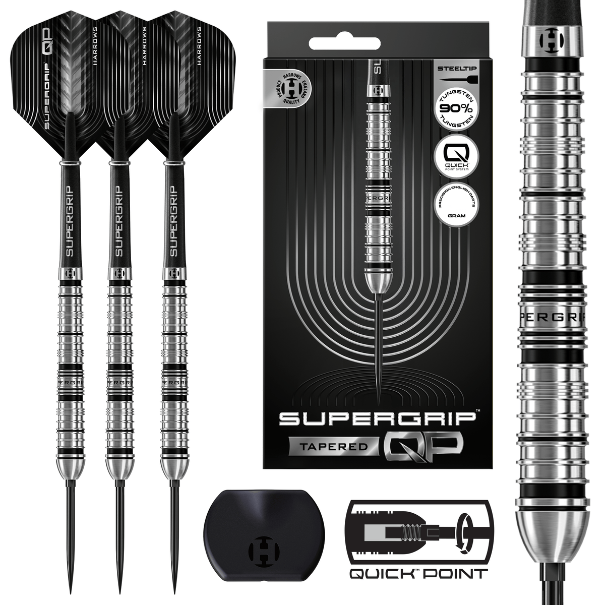 Harrows Supergrip QP Darts - Steel Tip - 90% Tungsten