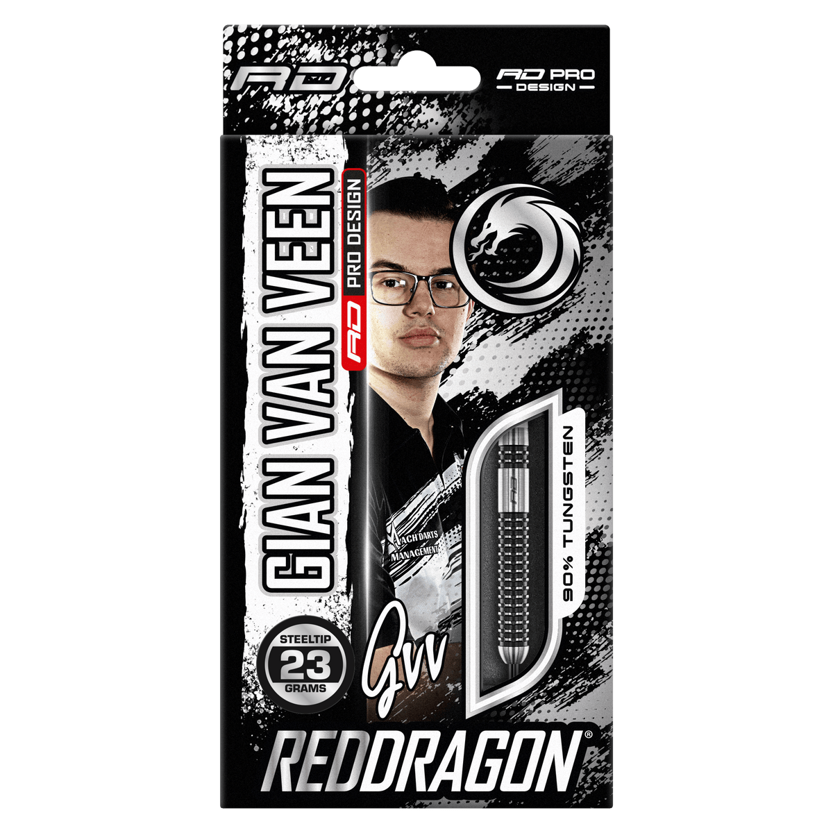 Red Dragon Gian van Veen Darts - Steel Tip - 90% Tungsten - Axis SE