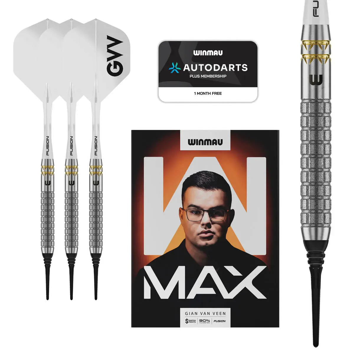 Winmau Gian van Veen Darts - Soft Tip - 90% Tungsten - W-Max 18g