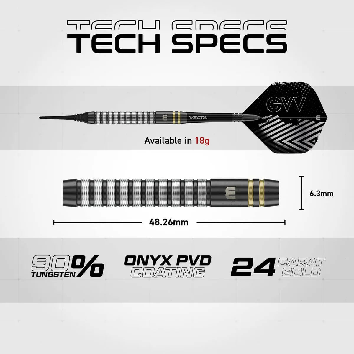 Winmau Gian van Veen Darts - Soft Tip - 90% Tungsten - TS 18g