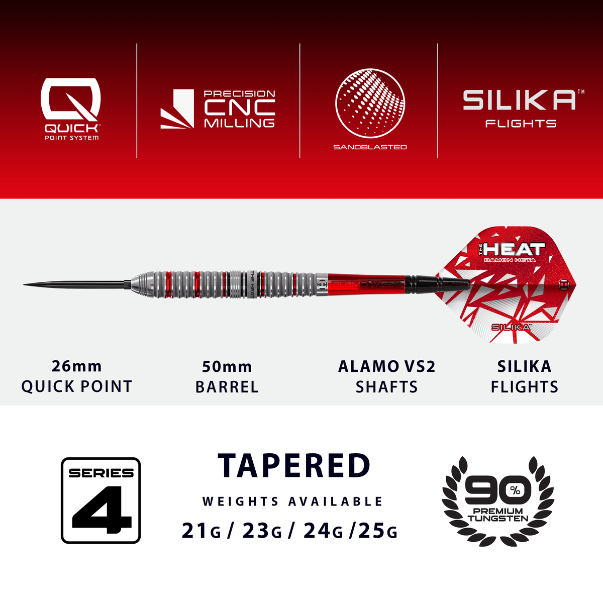 Harrows Damon Heta Darts - Steel Tip - 90% Tungsten - Series 4