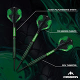 Mission Venom Darts - Steel Tip - 90% Tungsten - Black & Green Electro