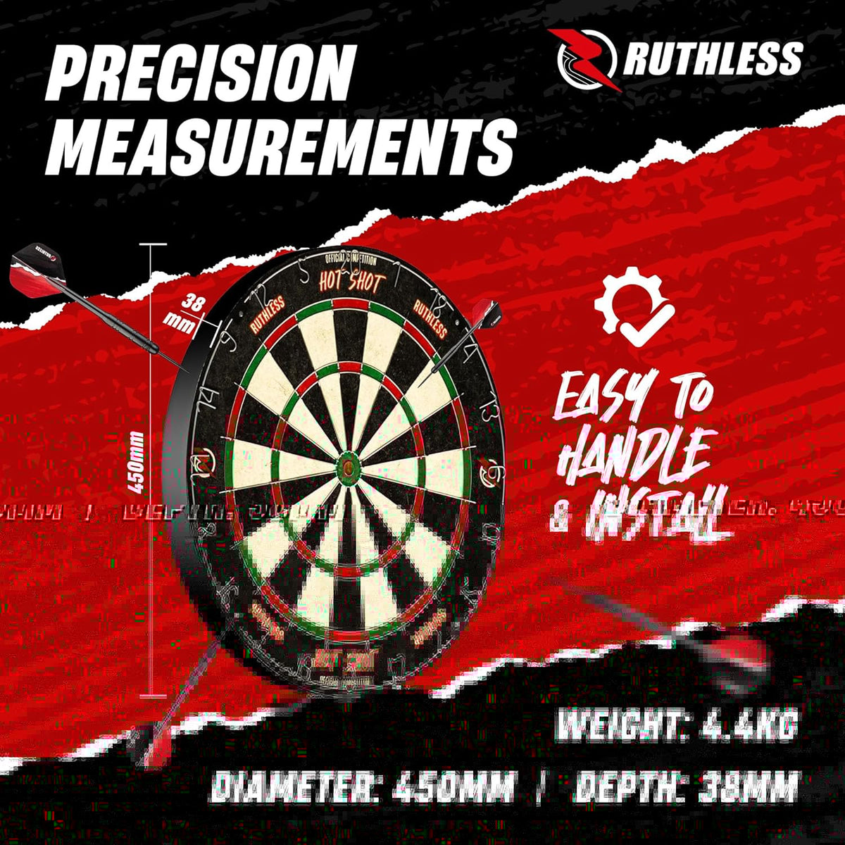 Ruthless Animal Home Darts Centre - Hotshot Dartboard in Cabinet - Eagle