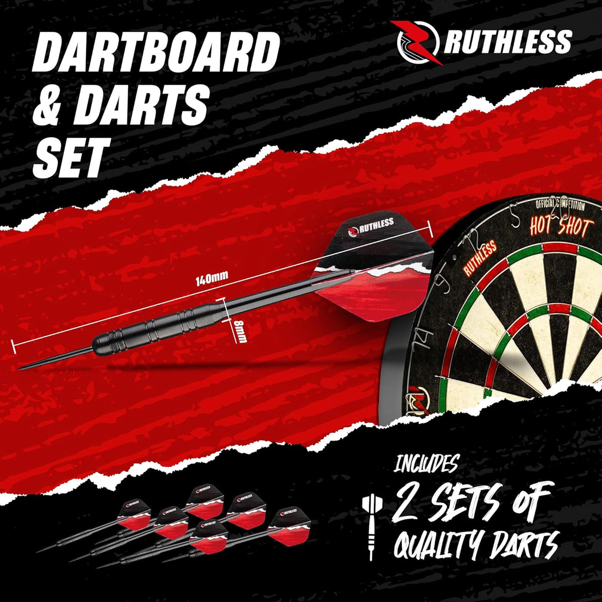 Ruthless Animal Home Darts Centre - Hotshot Dartboard in Cabinet - Eagle