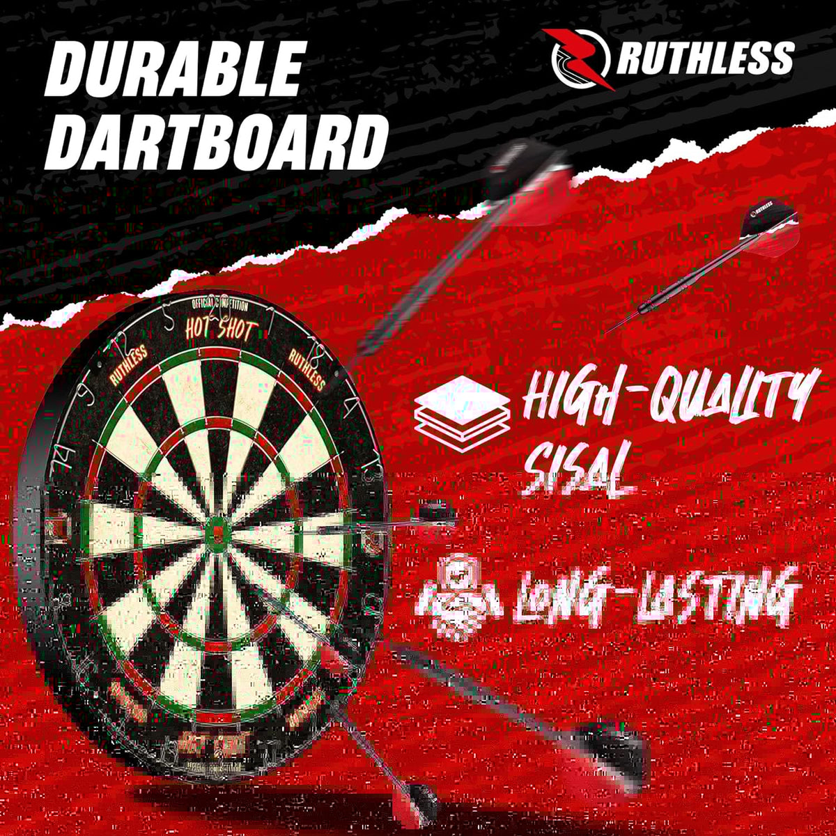 Ruthless Animal Home Darts Centre - Hotshot Dartboard in Cabinet - Dragon