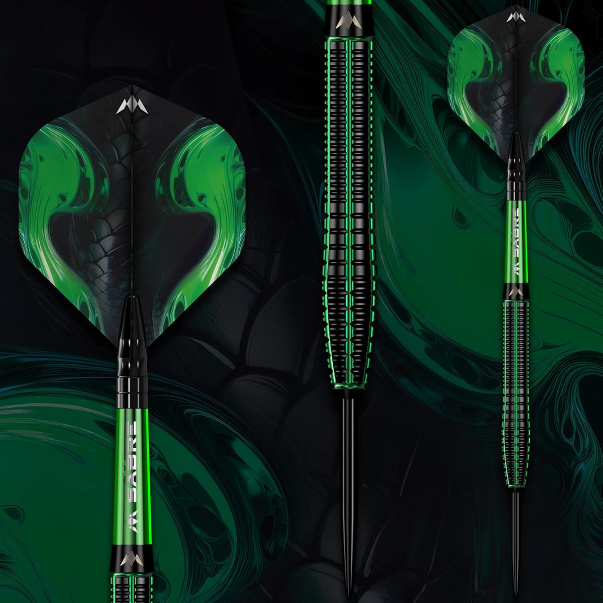 Mission Venom Darts - Steel Tip - 90% Tungsten - Black & Green Electro