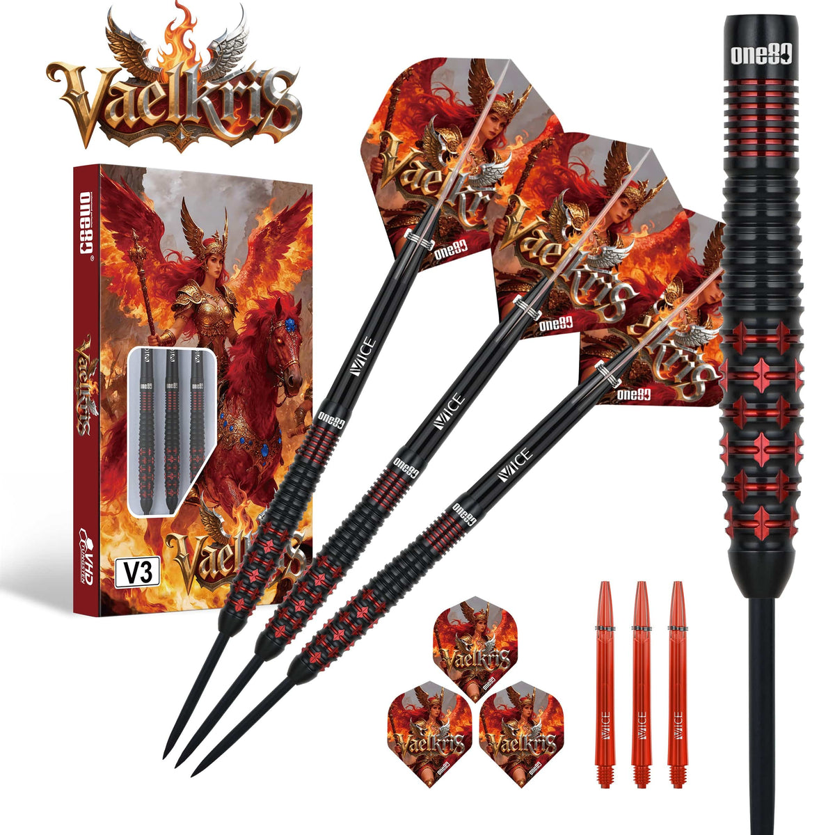 One80 Vaelkris Darts - Steel Tip - 90% Tungsten - V03