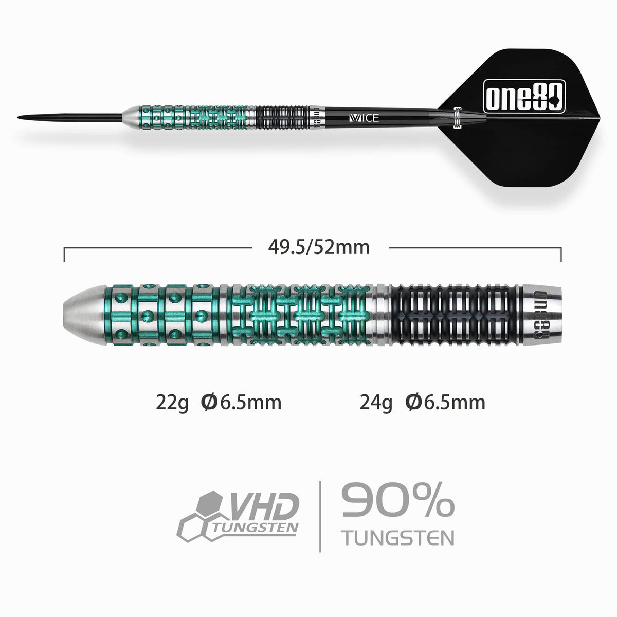 One80 Ludo Le Mat Darts - Steel Tip - 90% Tungsten