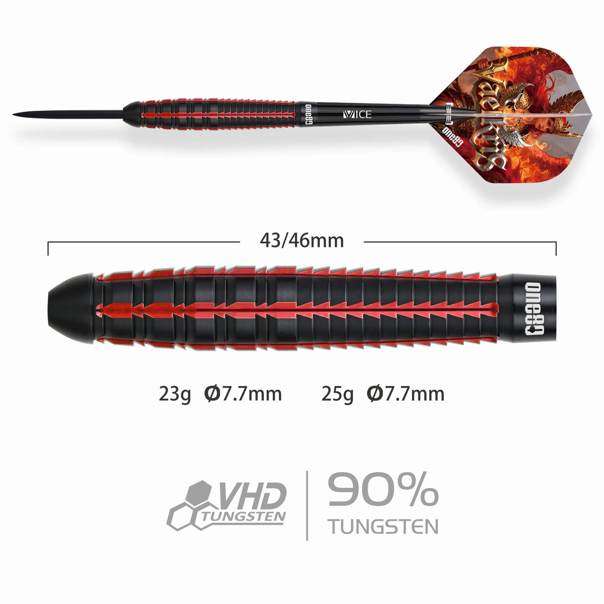 One80 Vaelkris Darts - Steel Tip - 90% Tungsten - V05