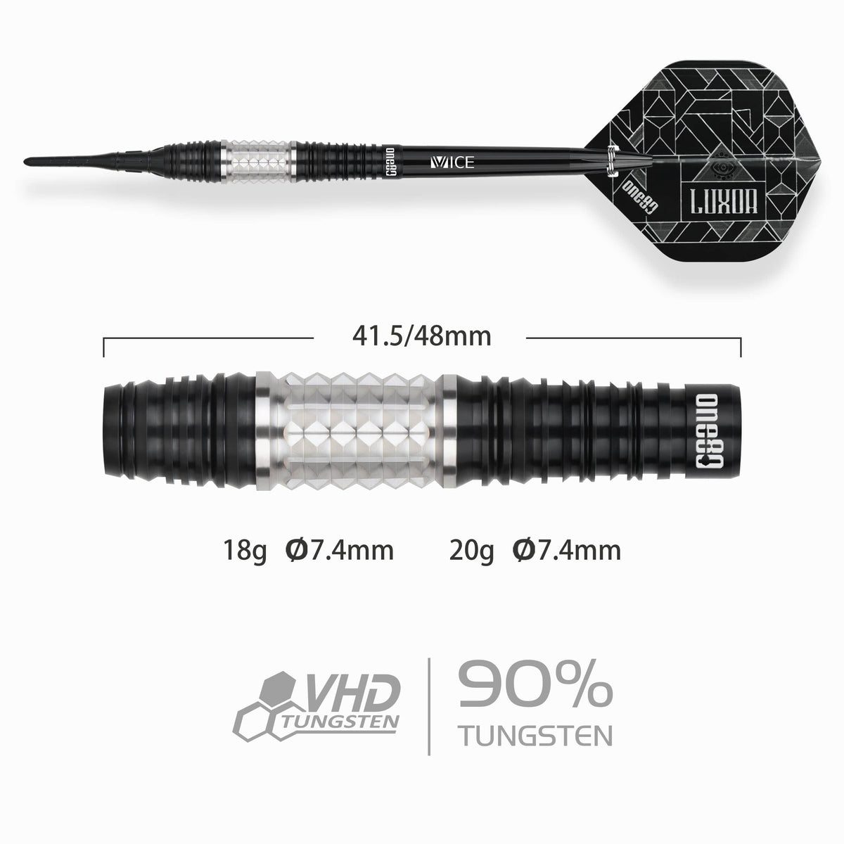 One80 Luxor II Darts - Soft Tip -90% Tungsten - Theta 18g