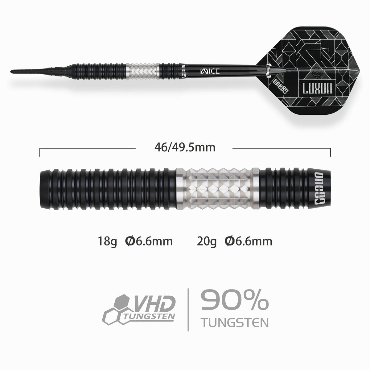 One80 Luxor II Darts - Soft Tip -90% Tungsten - Iota 18g