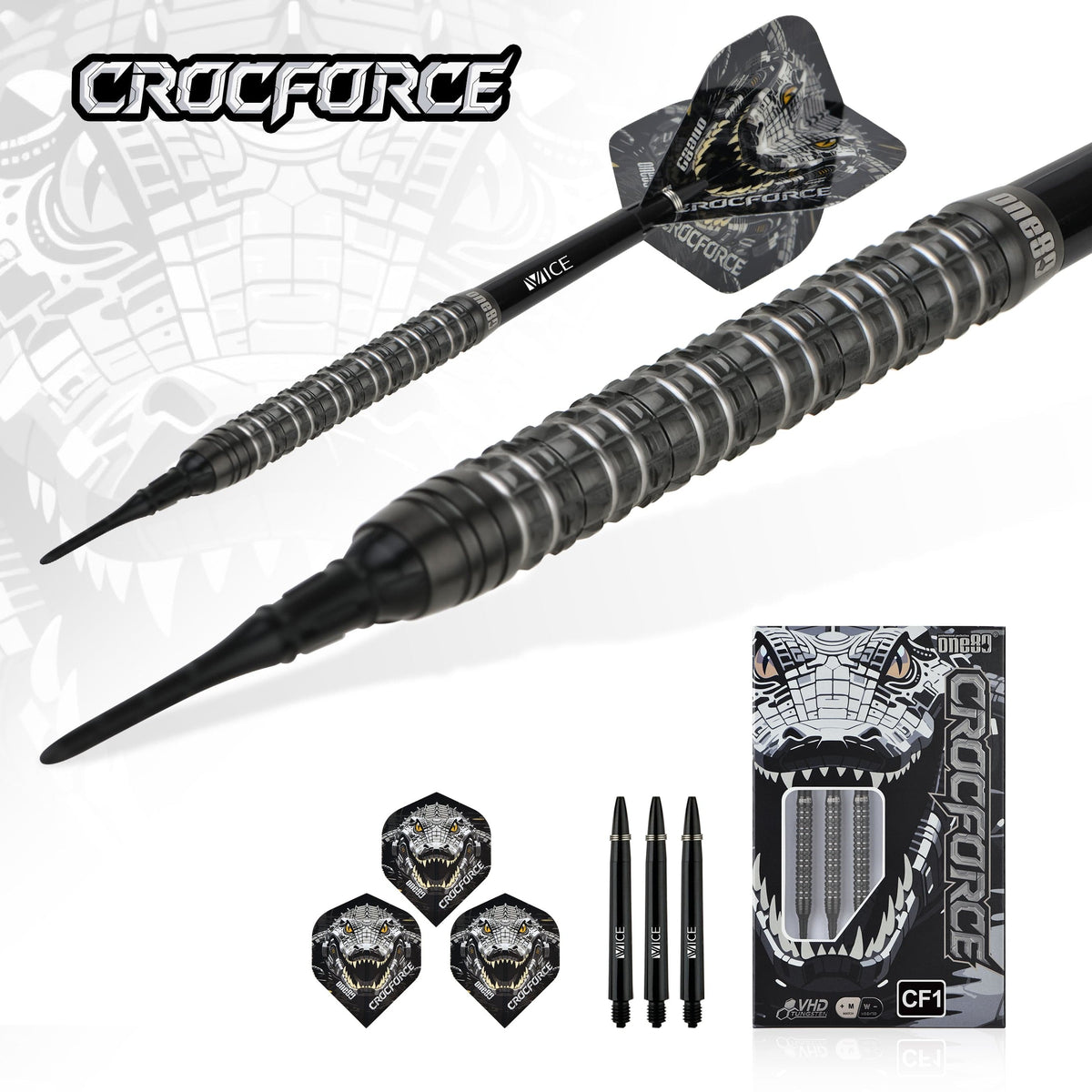 One80 Crocforce Darts - Soft Tip - 90% Tungsten - CF1 18g