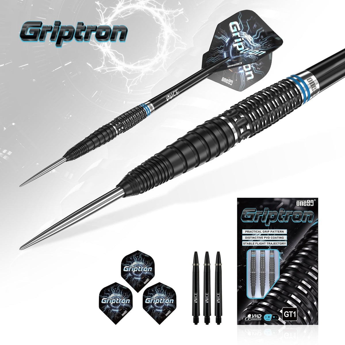 One80 Griptron Darts - Steel Tip - 90% Tungsten - GT1
