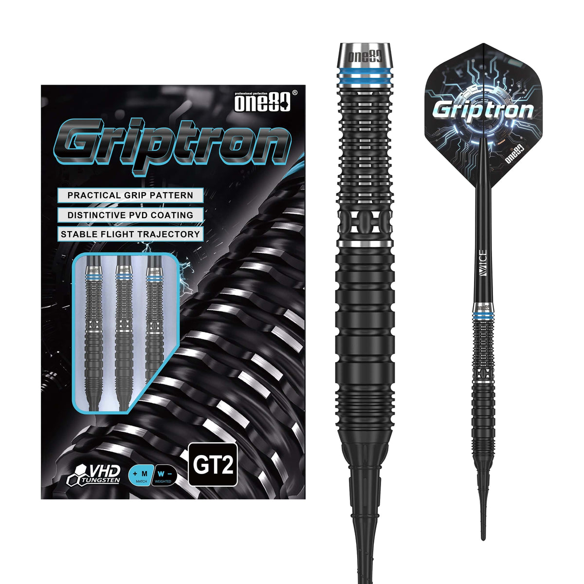 One80 Griptron Darts - Soft Tip - 90% Tungsten - GT2 20g