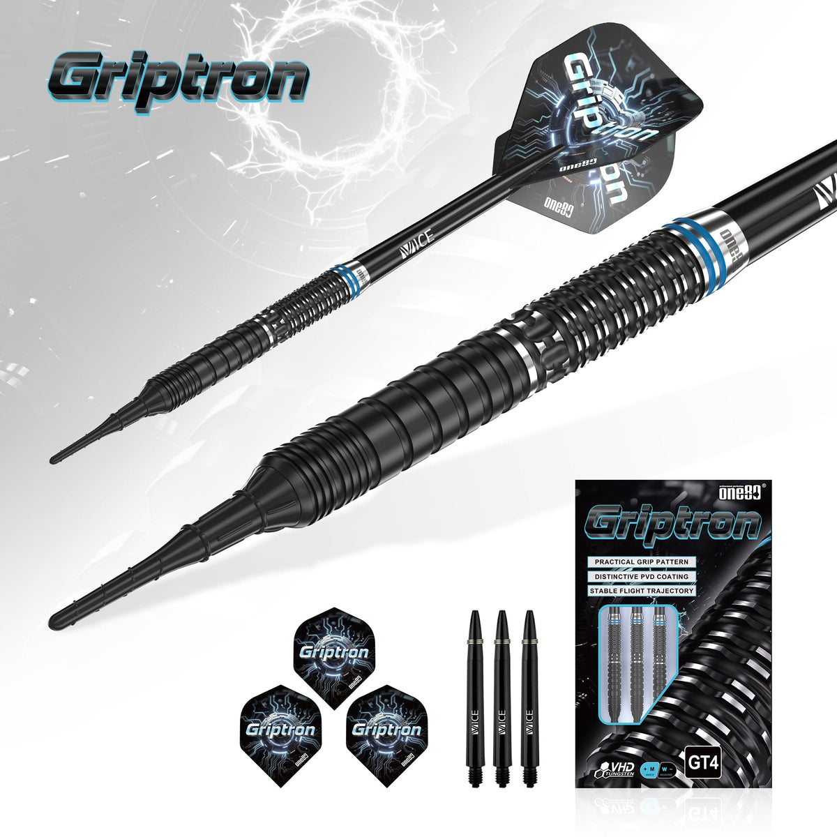 One80 Griptron Darts - Soft Tip - 90% Tungsten - GT4 20g