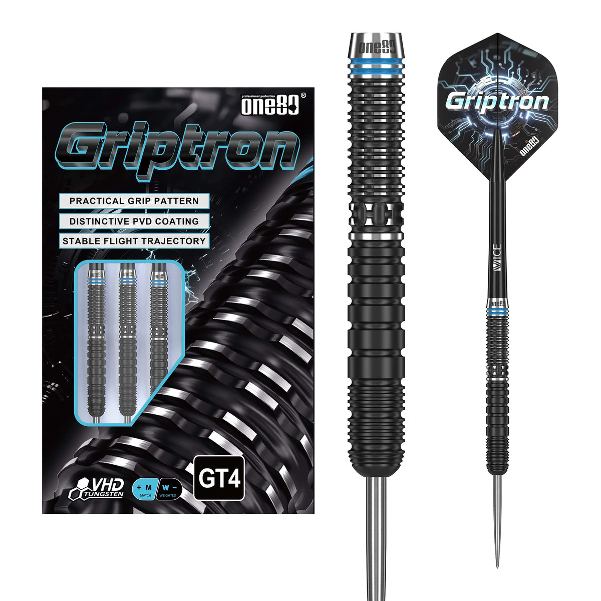 One80 Griptron Darts - Steel Tip - 90% Tungsten - GT4