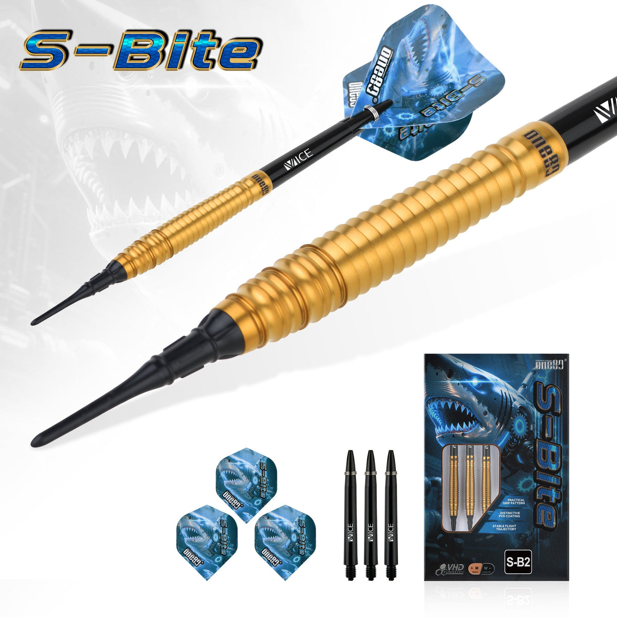 One80 S-Bite Darts - Soft Tip - 90% Tungsten - S-B2 18g