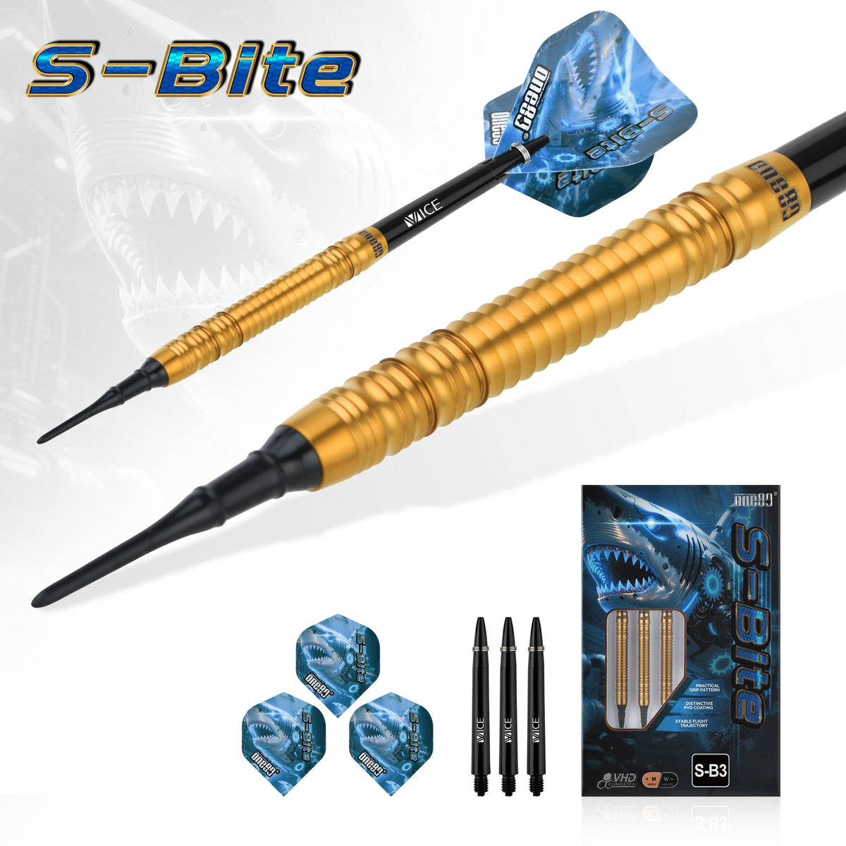One80 S-Bite Darts - Soft Tip - 90% Tungsten - S-B3 18g