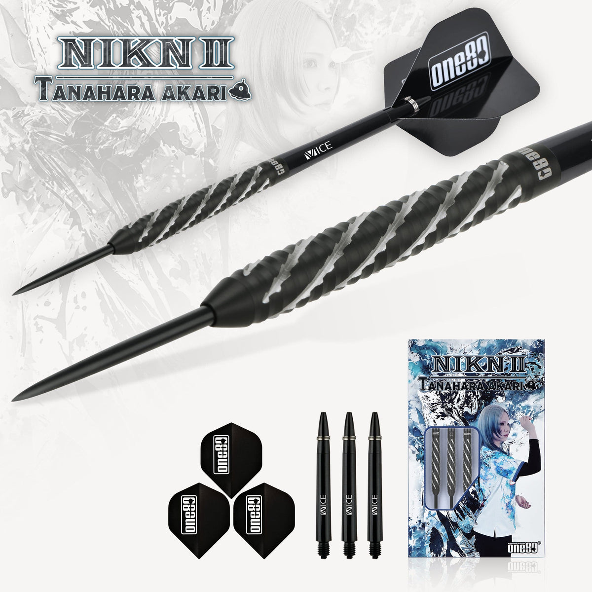One80 Akari Tanahara Darts - Steel Tip - 90% Tungsten - V2 23g