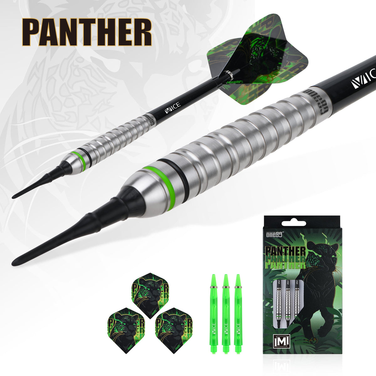 One80 Panther-M Darts - Soft Tip - 90% Tungsten 18g