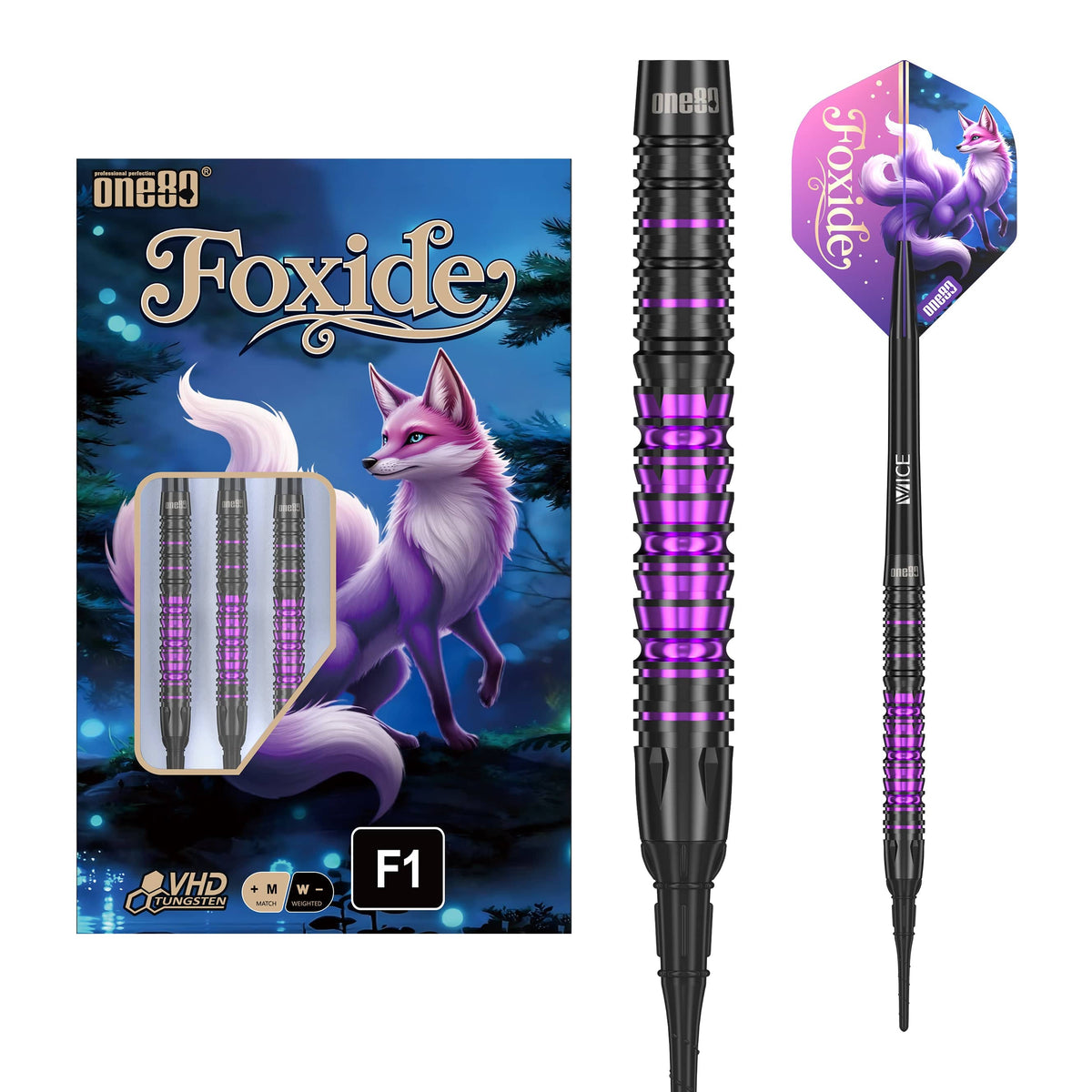 One80 Foxide Darts - Soft Tip - 90% Tungsten - F1 20g