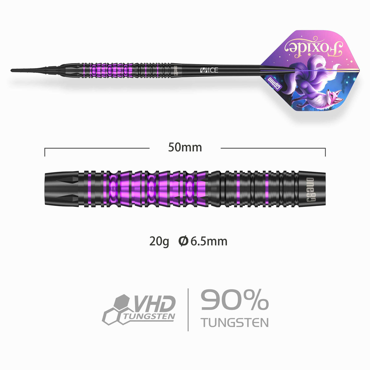 One80 Foxide Darts - Soft Tip - 90% Tungsten - F1 20g