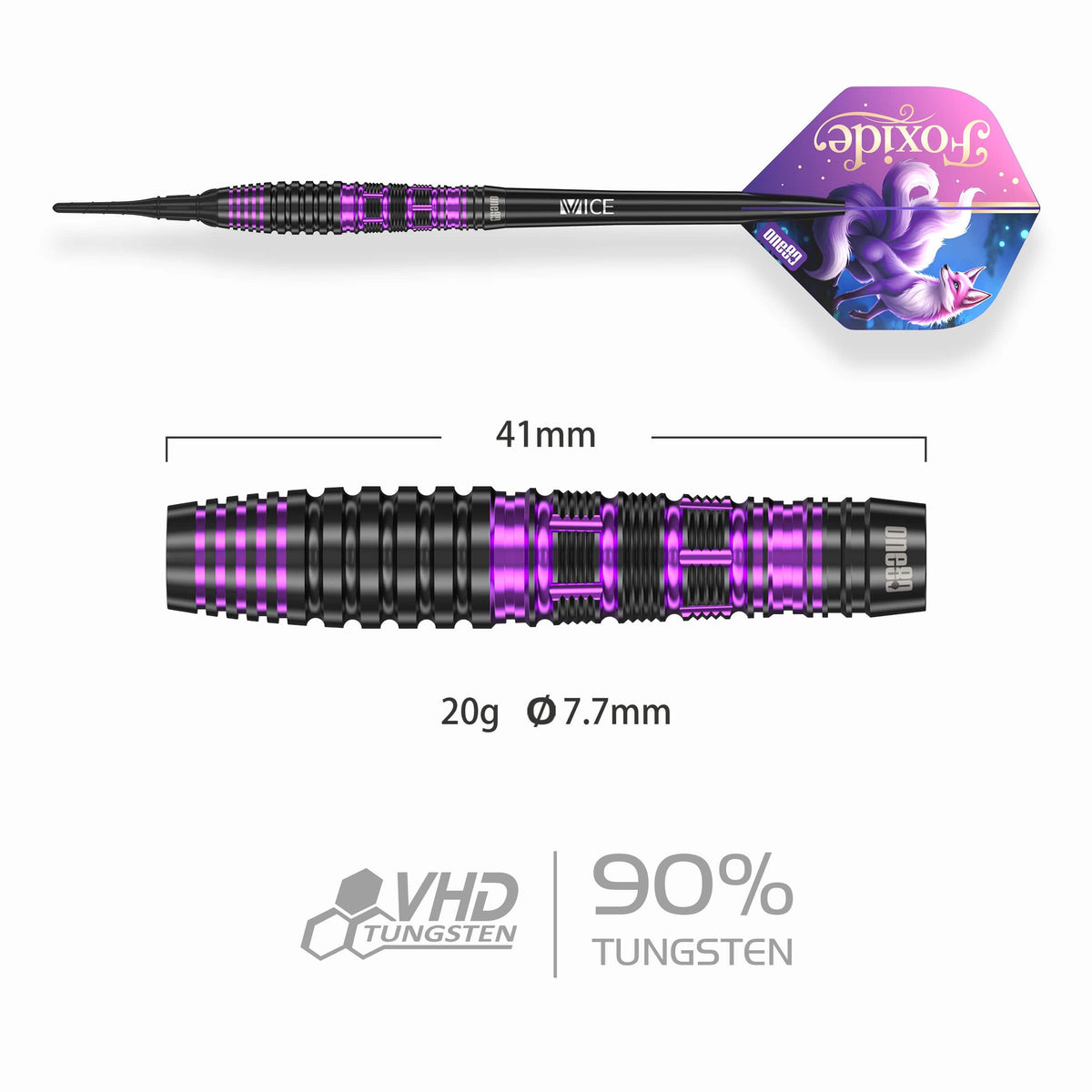 One80 Foxide Darts - Soft Tip - 90% Tungsten - F2 20g