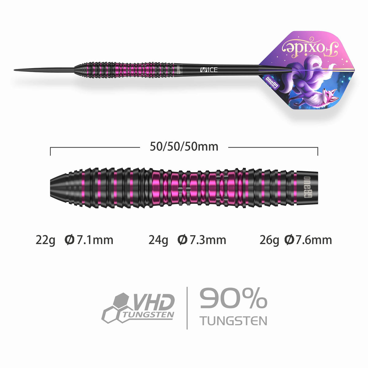 One80 Foxide Darts - Steel Tip - 90% Tungsten - F3