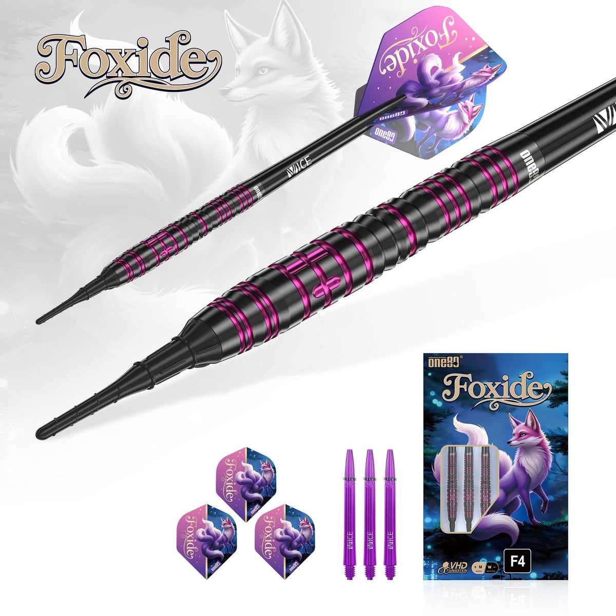 One80 Foxide Darts - Soft Tip - 90% Tungsten - F4 20g