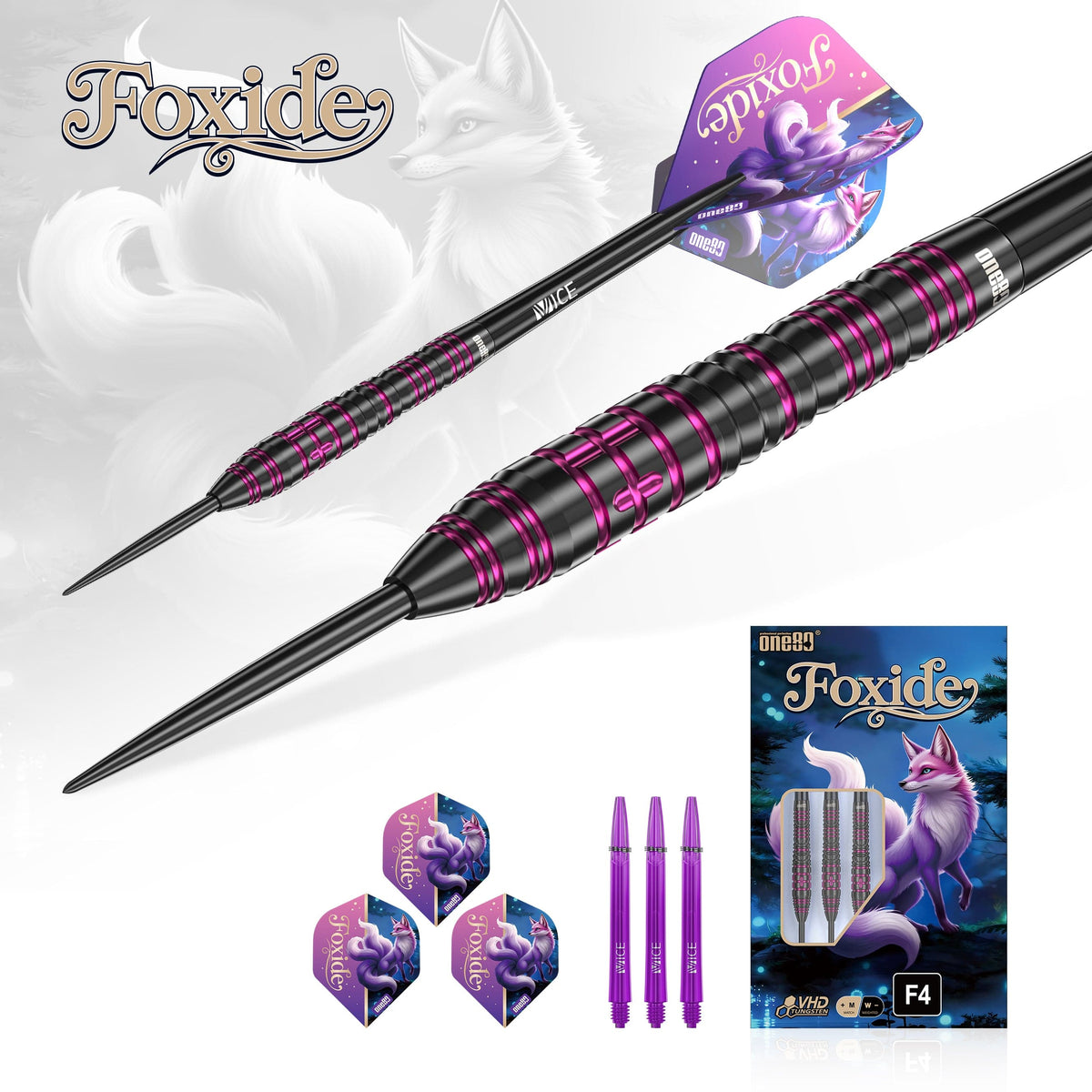 One80 Foxide Darts - Steel Tip - 90% Tungsten - F4