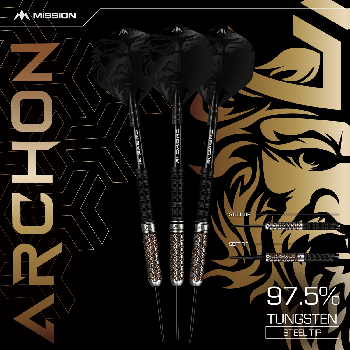 Mission Archon Darts - Steel Tip - 97.5% - Black & Bronze PVD
