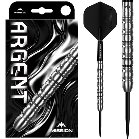 Mission Argent Darts - Steel Tip - 90% Tungsten - Silver