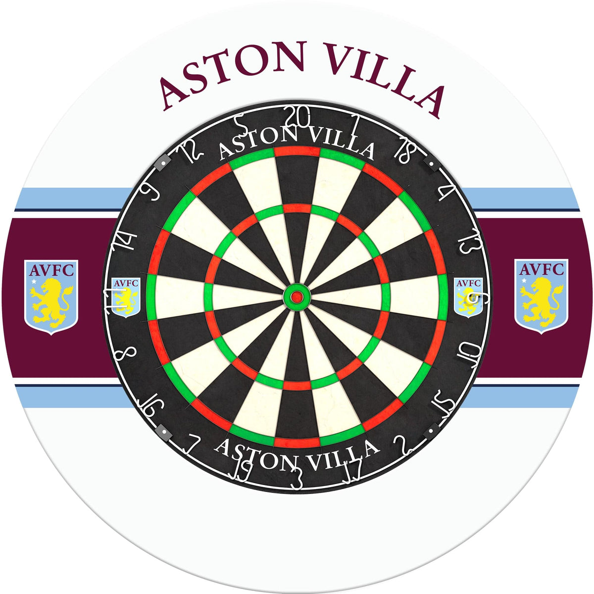 Aston Villa FC Dartboard Surround - Official Licensed - AVFC - S2 - White Stripe