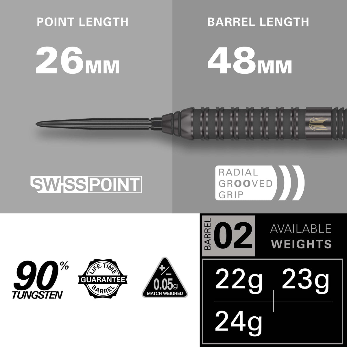 Target Bolide Void Darts - Steel Tip - 90% Tungsten - 02