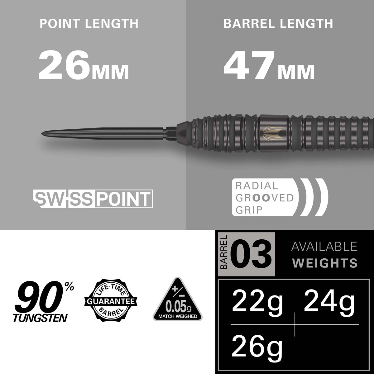 Target Bolide Void Darts - Steel Tip - 90% Tungsten - 03