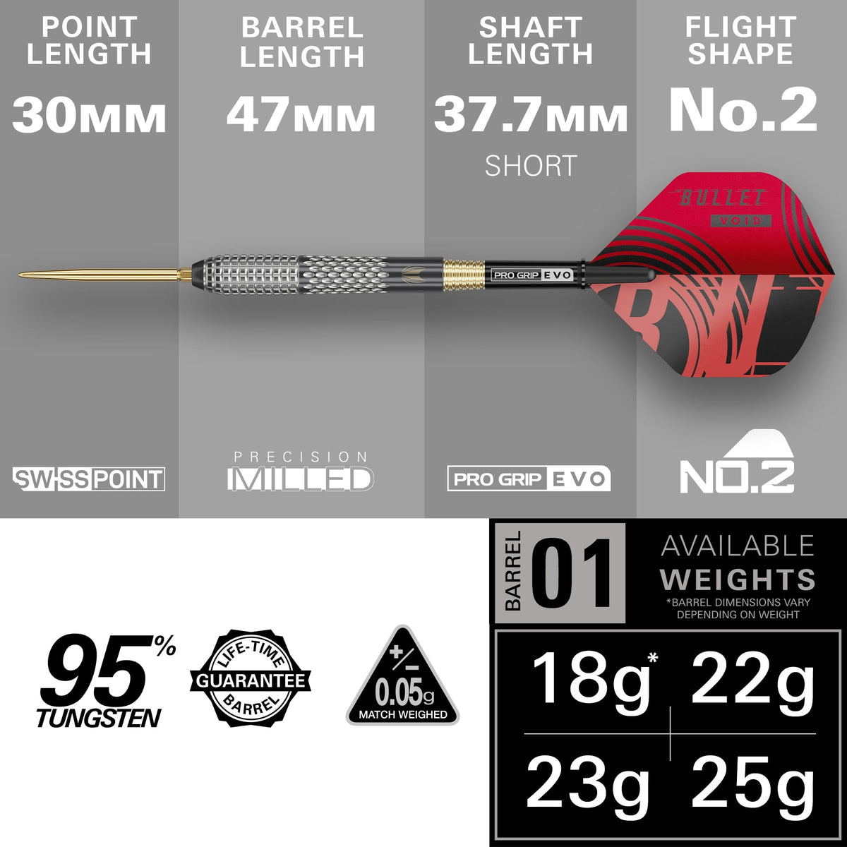 Target Stephen Bunting Darts - Steel Tip - 95% Tungsten - G5 Void