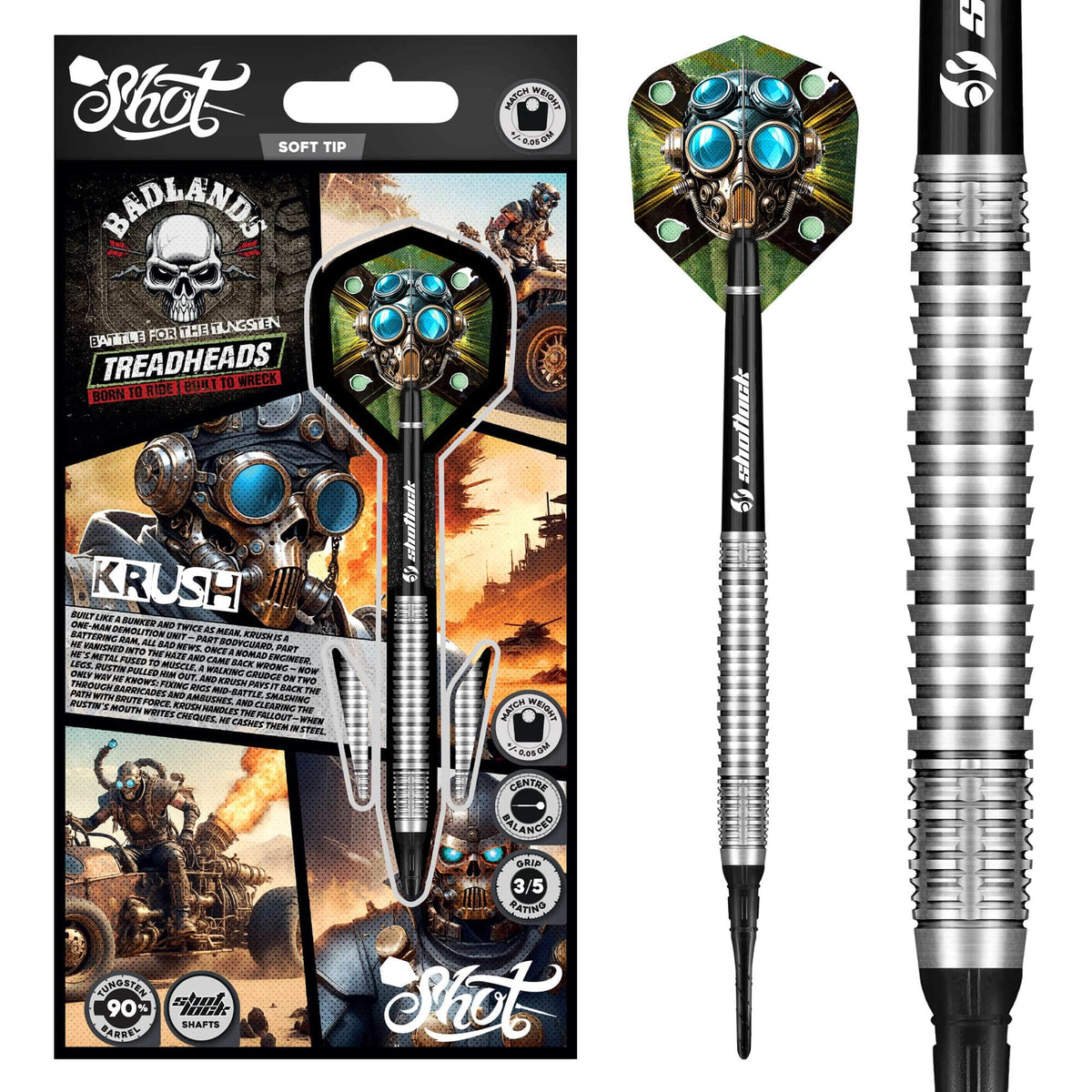 Shot Badlands Darts - Soft Tip - 90% Tungsten - Krush 20g