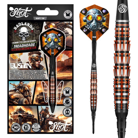 Shot Badlands Darts - Soft Tip - 90% Tungsten - Rustin 20g