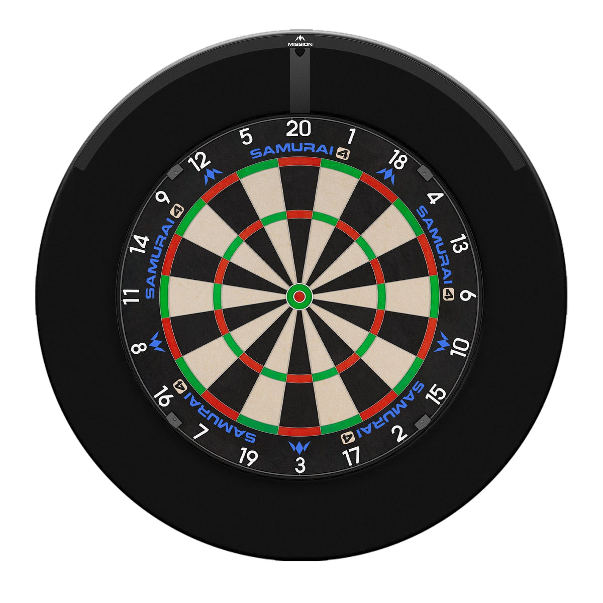 Mission Samurai 4 Dartboard Set - Dart Board, Surround & Torus 120 Light Samurai 4 White