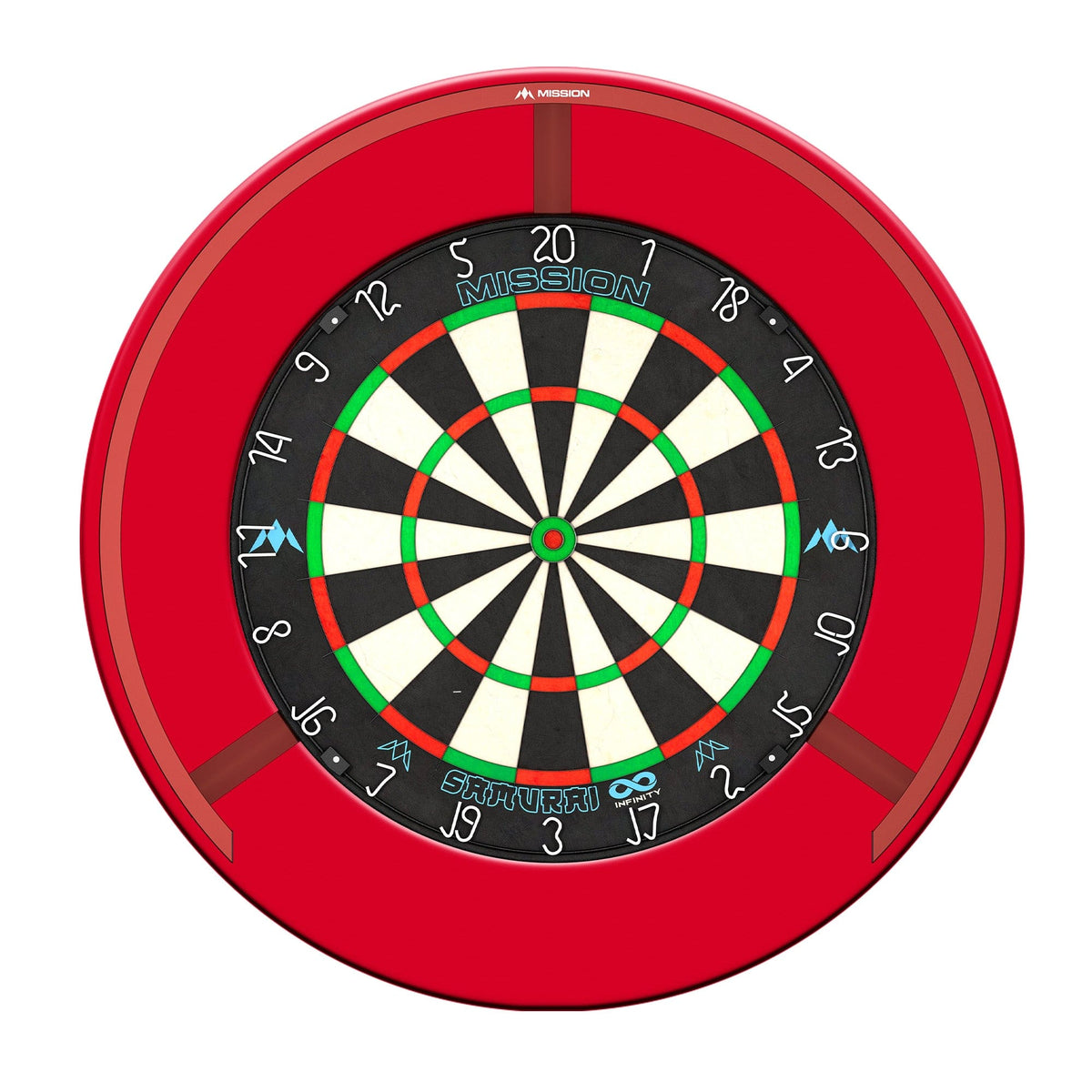 Mission Samurai Infinity Dartboard Set - Dart Board, Surround & Torus 270 Light - Red
