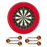 Mission Samurai Infinity Dartboard Set - Dart Board, Surround, Torus 270 Light & 2 sets of Brass Darts - Red