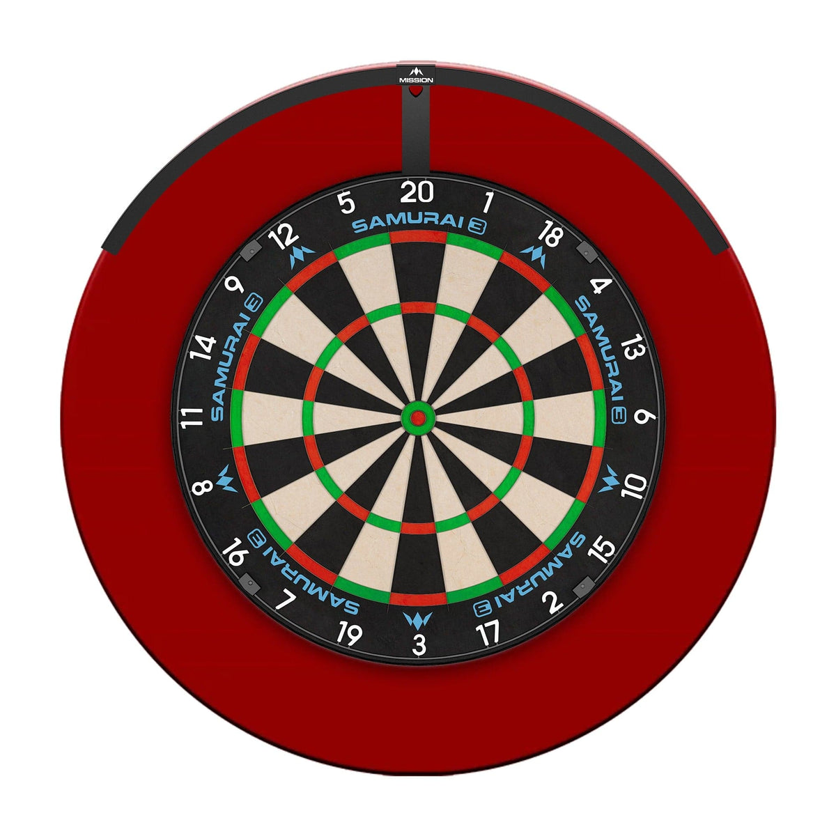Mission Samurai 3 Dartboard Set - Dart Board, Red Surround & Torus 120 Light