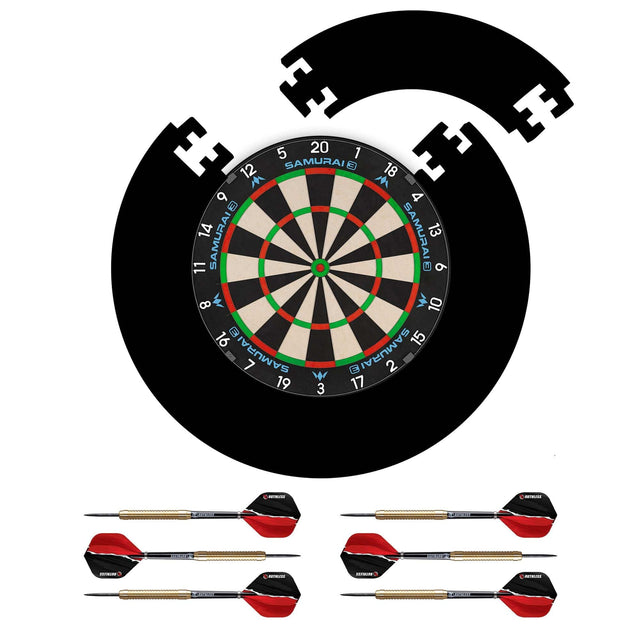 Mission Samurai 3 Dartboard Set - Dart Board, Black Jigsaw Surround & 2 sets of Brass Darts
